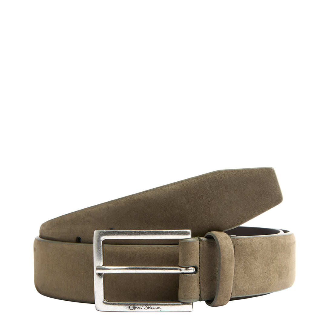 Oliver Sweeney Men's   Green Khaki Busso Suede Belt in Size XL, BrandAlley
