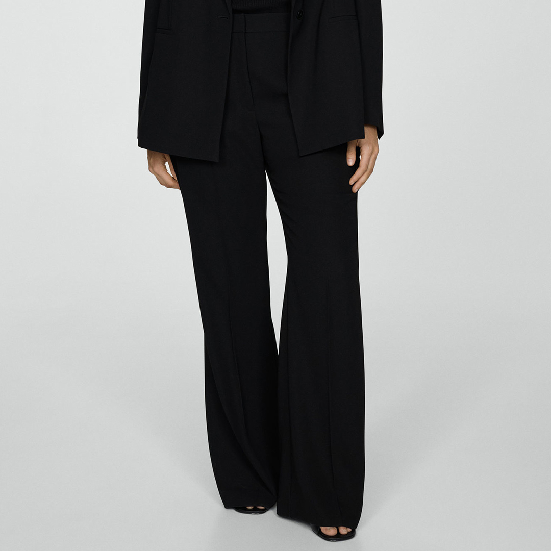 Black Wideleg Suit Trousers