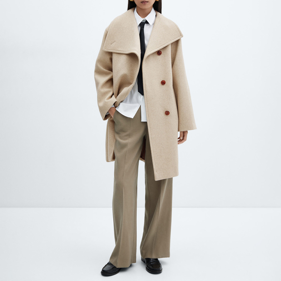 Mango Women's  Camel Conguito Wool Blend Coat in Size XS, BrandAlley