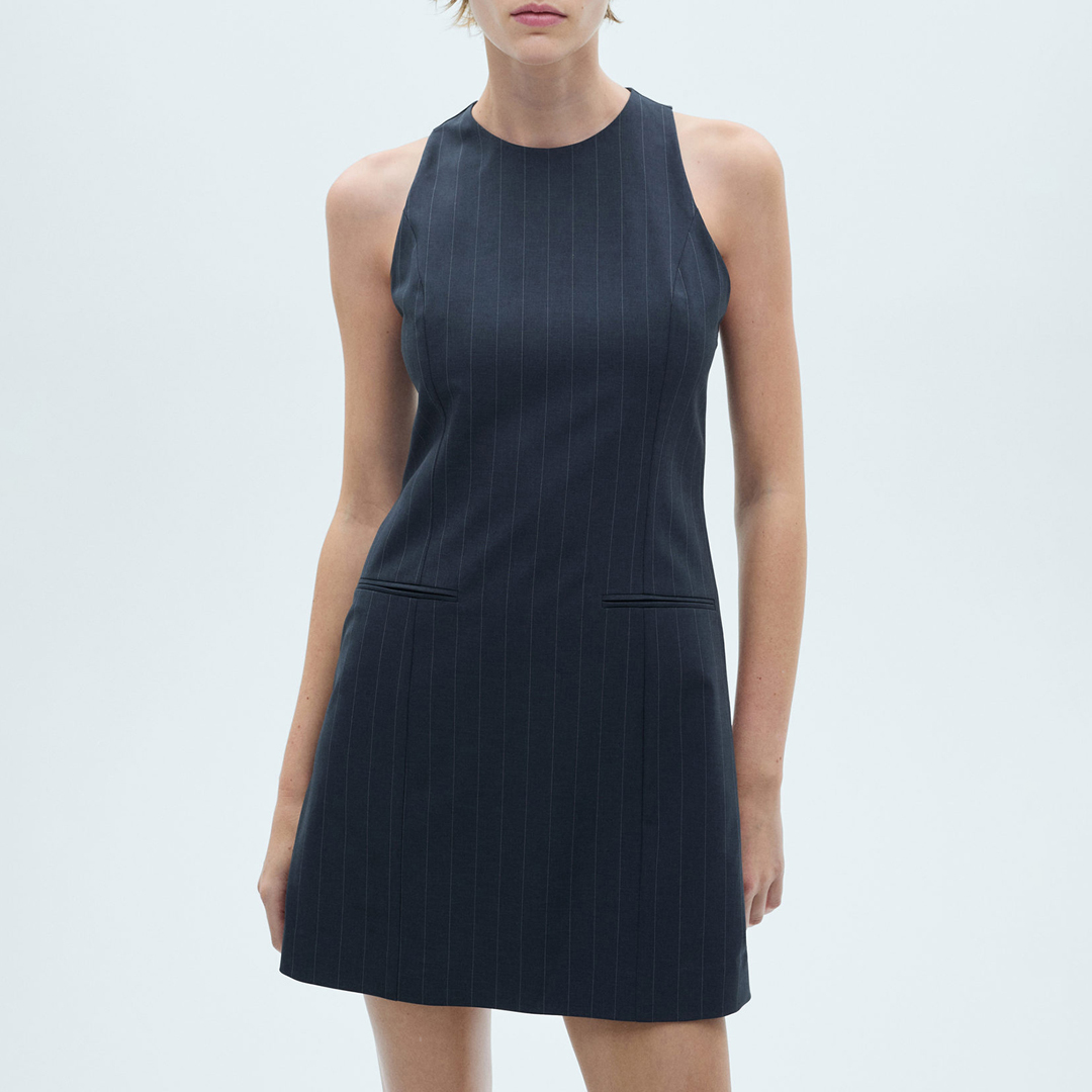 Mango Women's  Navy Short Pinstripe Dress in Size M, BrandAlley
