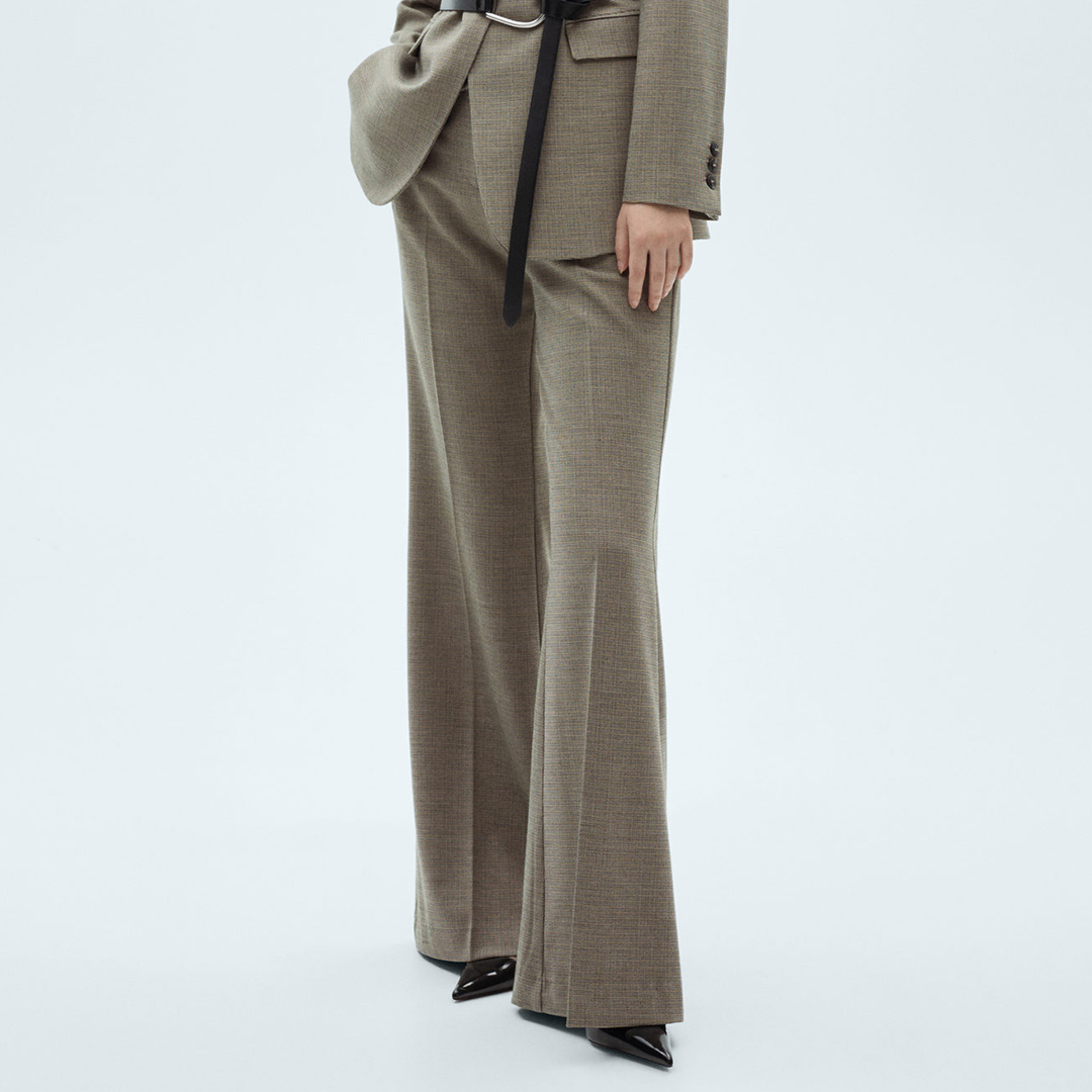 Mango Women's  Khaki Flared Suit Trousers in Size 36, BrandAlley