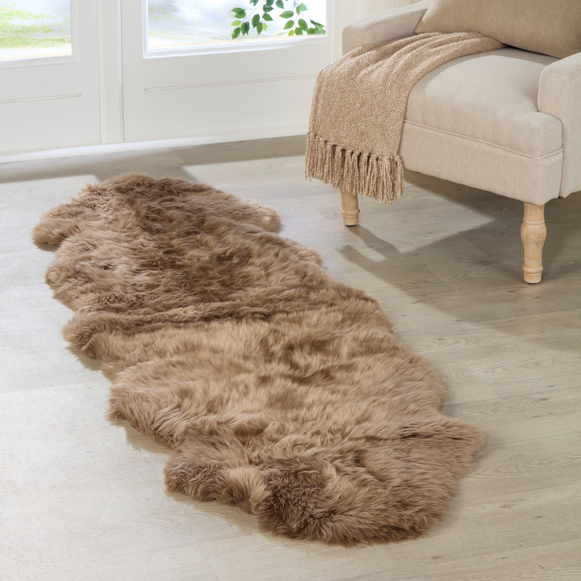Native    Brown Double Light Sheepskin Rug, BrandAlley
