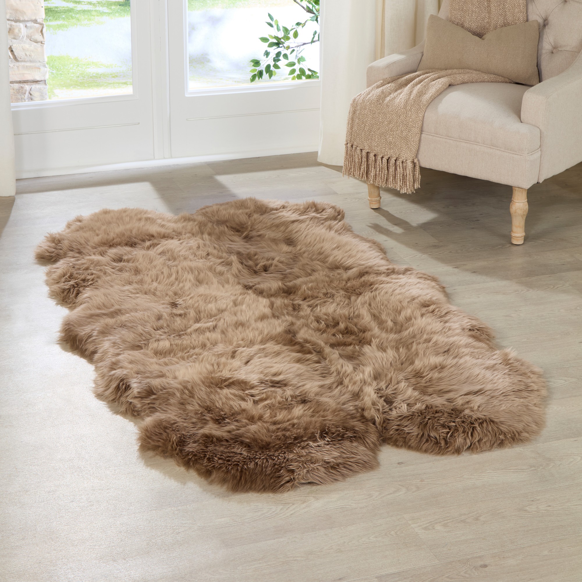 Native   Quad Light Brown Sheepskin Rug in Size L, BrandAlley