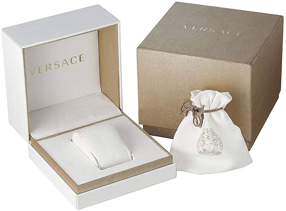 Versace Stainless Steel Quartz Analog Watch with Logo Unisex - Grey Watches