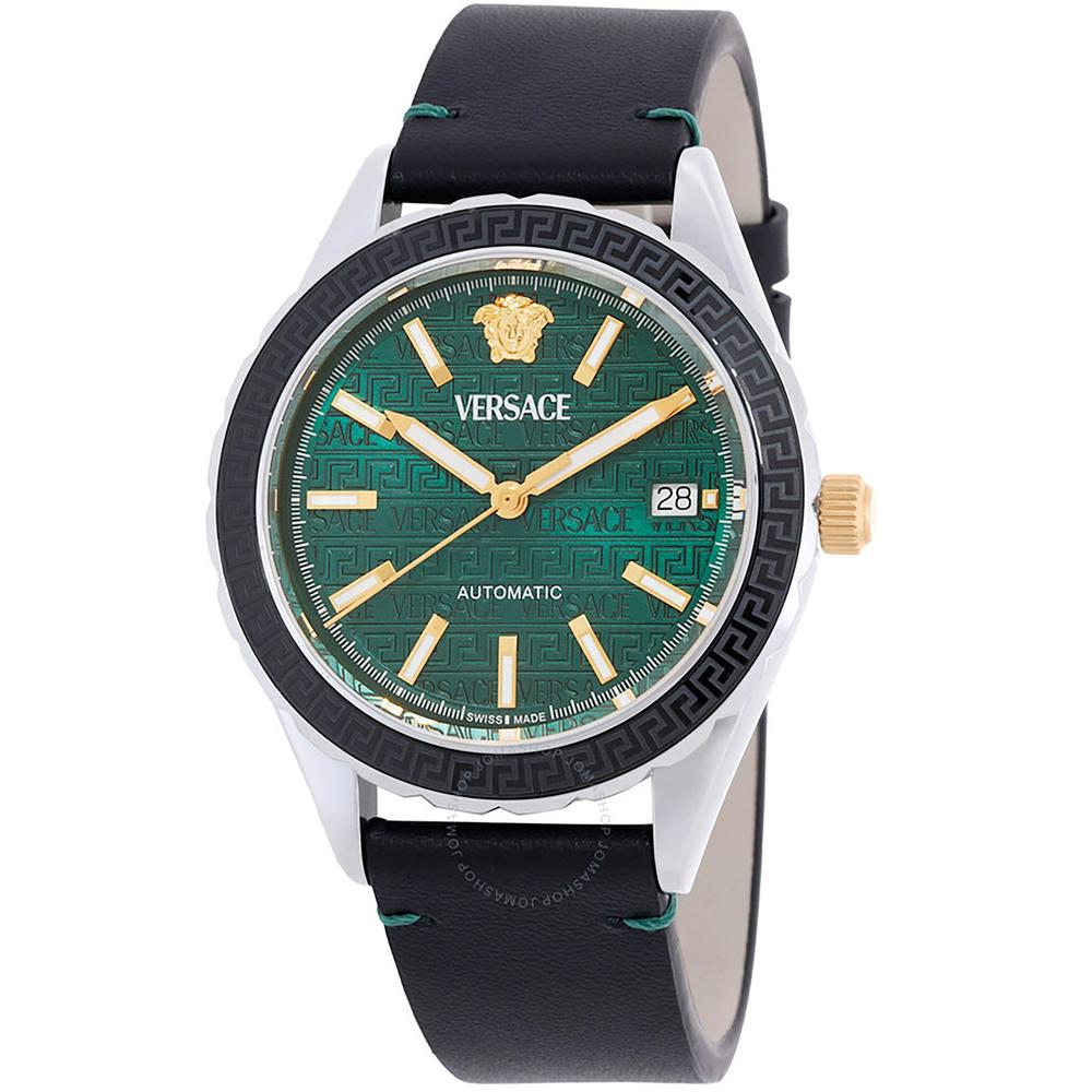 Versace Men's   Black Vrace Automatic Green Dial Watch - Watches , BrandAlley