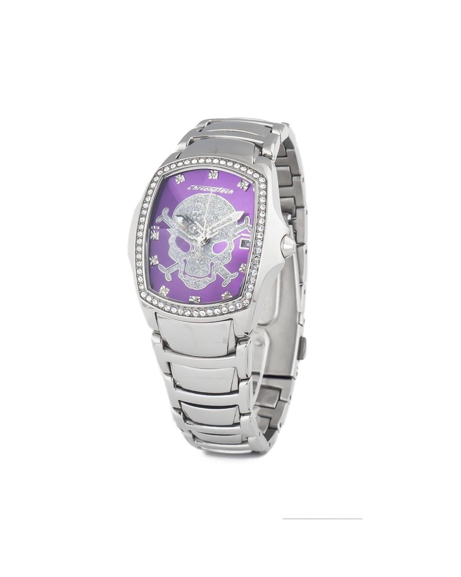 Skull Glitter Purple Watch Wo - Silver Watches