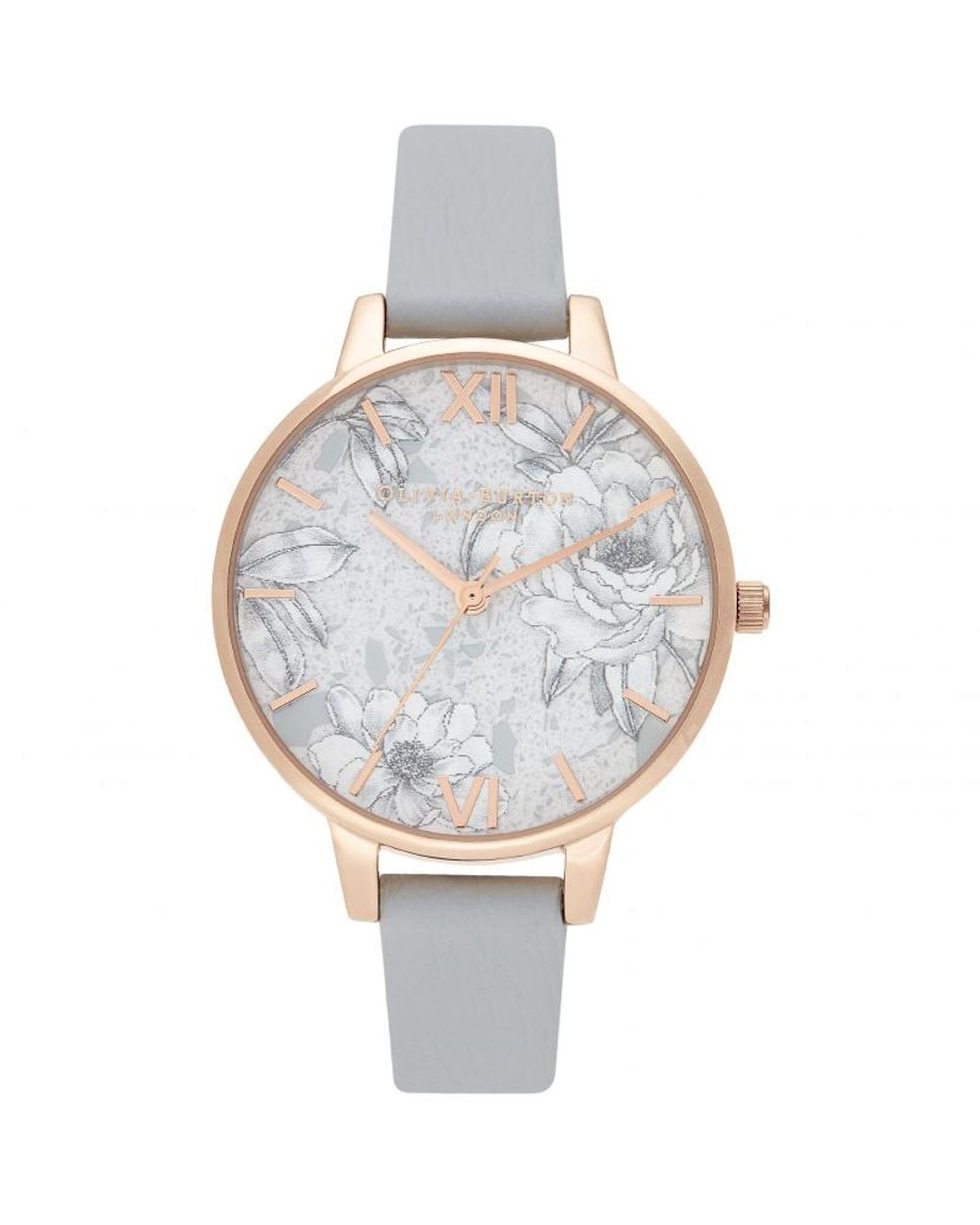Olivia Burton Women's  Grey Marble Floral Watch OB0B16TZ01AC Wo - Gray Watches , BrandAlley