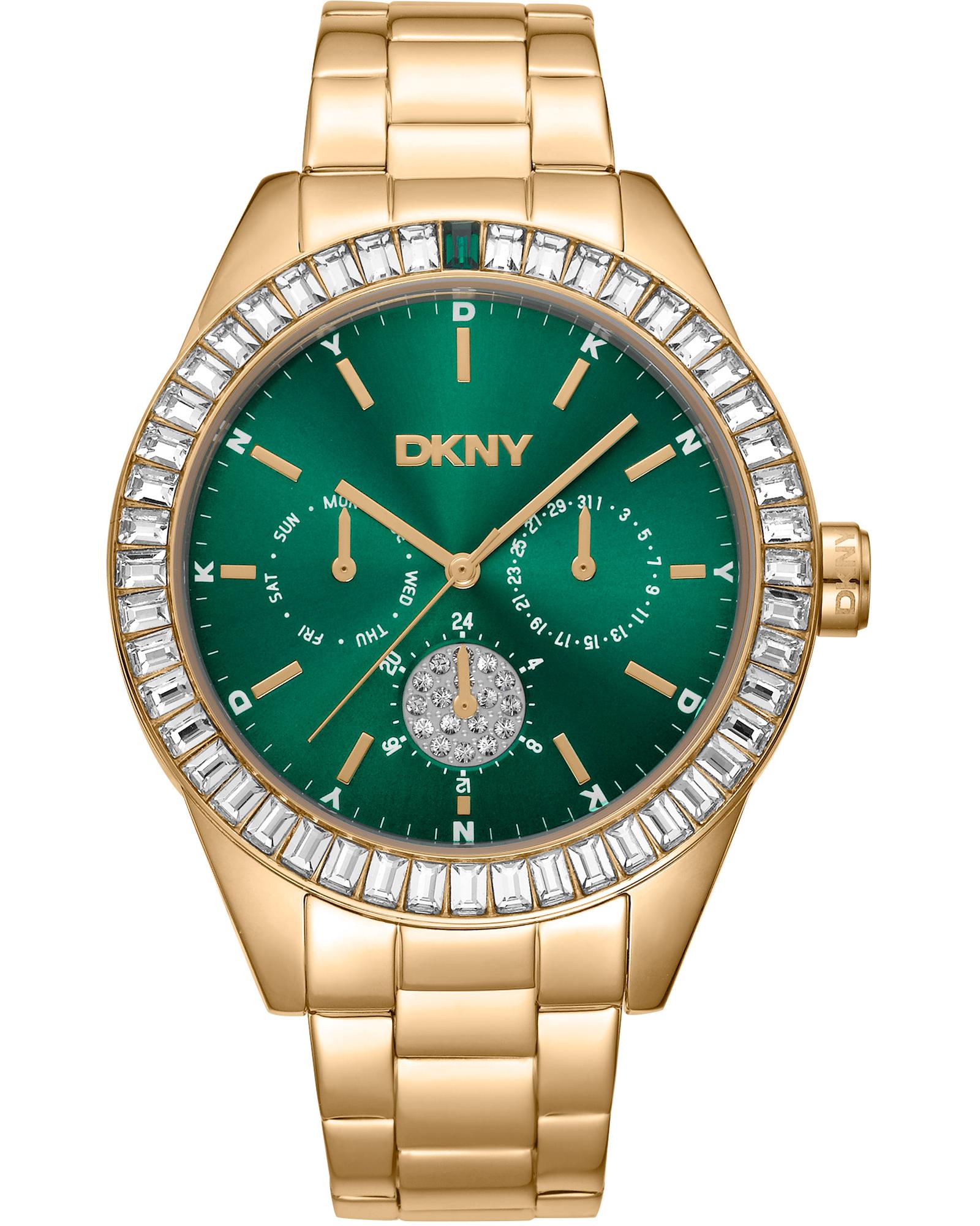 DKNY Women's  CrystalAccented Green Dial Watch Wo - Yellow Watches , BrandAlley