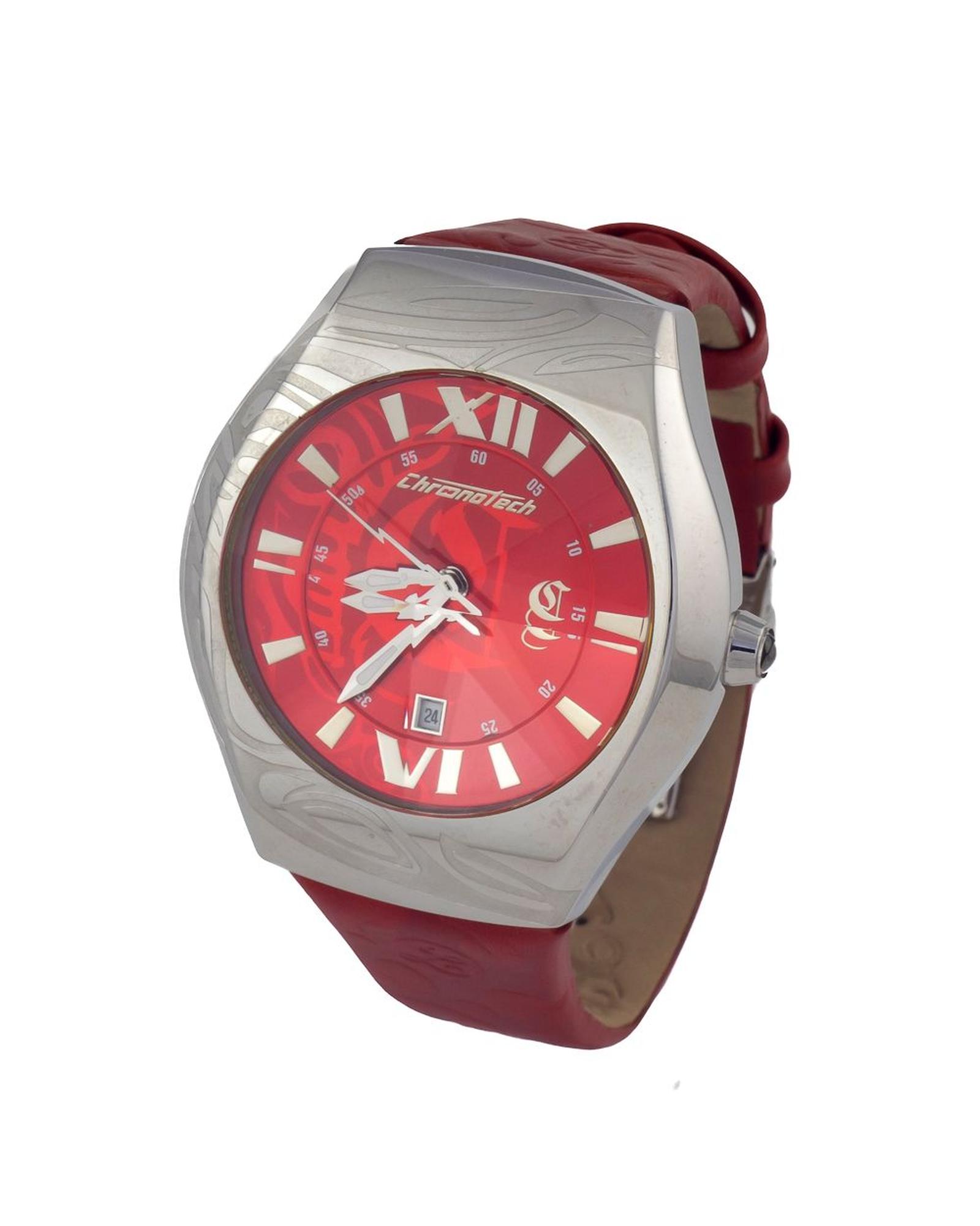 Chronotech 7694M03AC Red Leather Watch Watches