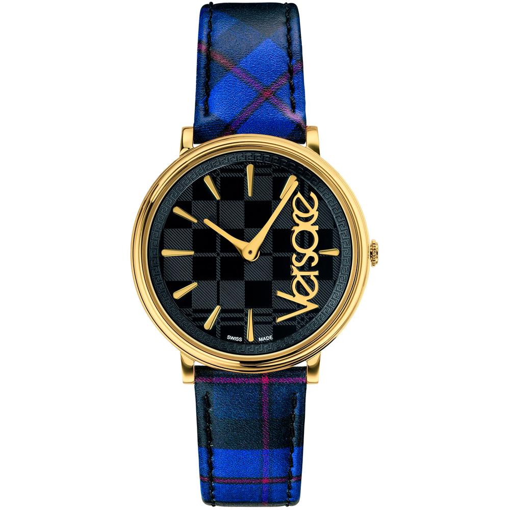 Versace Women's   Blue Analog Leather Strap Quartz Watch With Buckle Fastening  in Size 30, BrandAlley