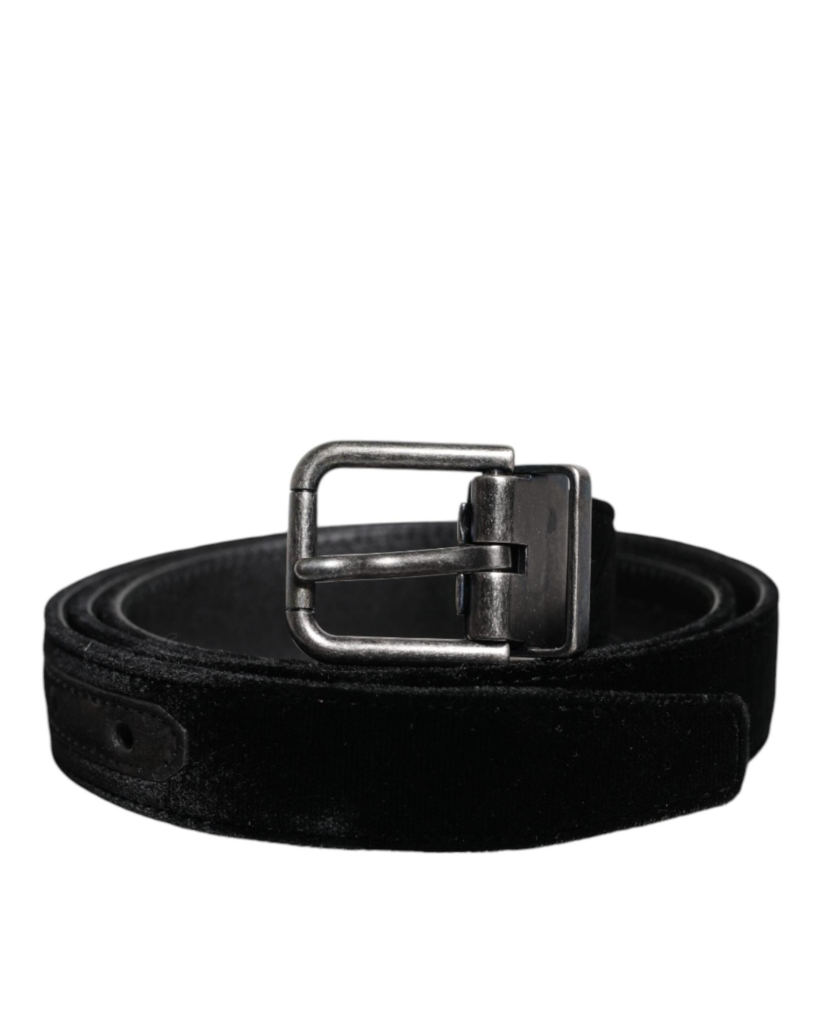 Velvet Belt with Metal Buckle- Black