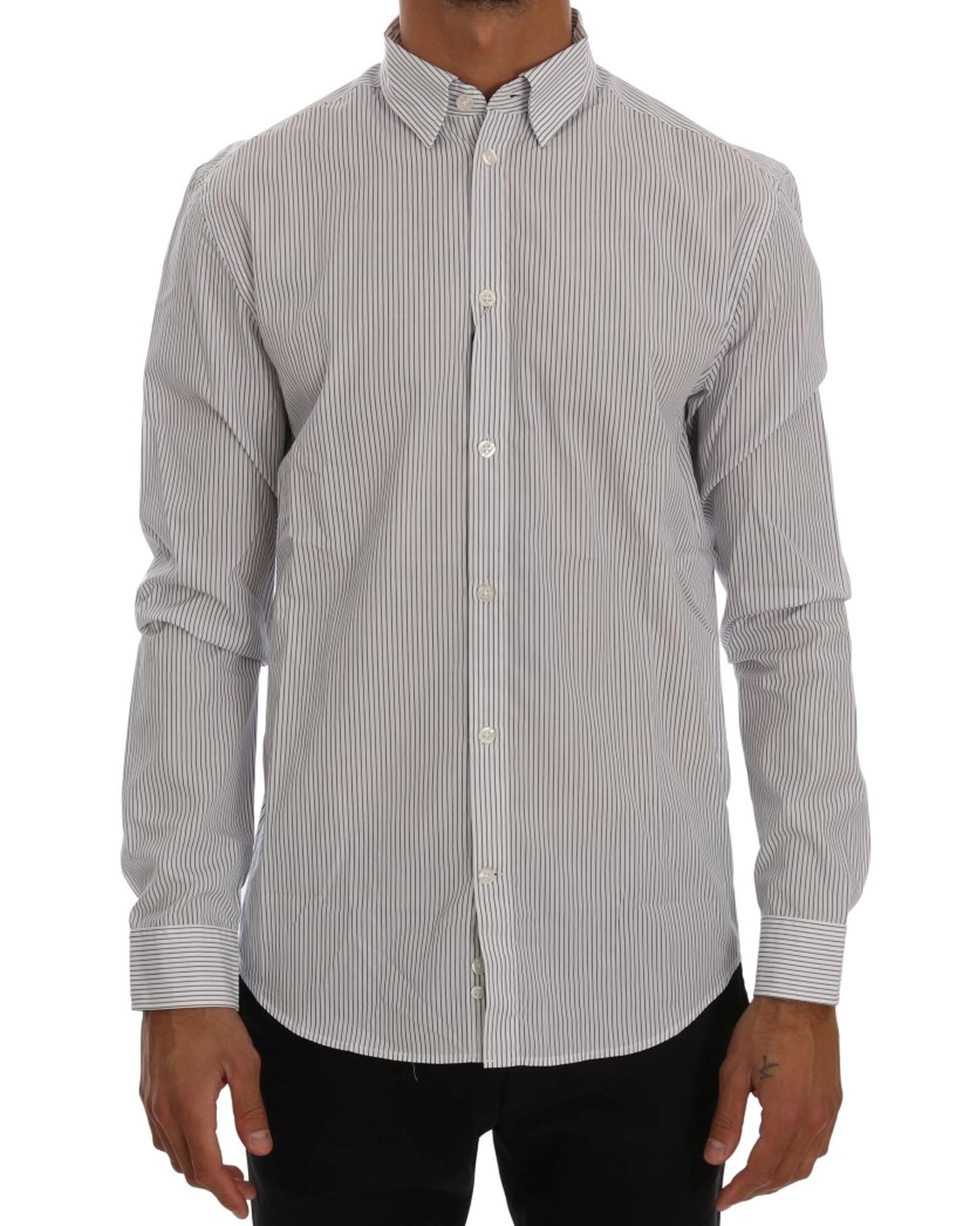 Frankie Morello Classic Striped Dress Shirt  - Blue - Size L