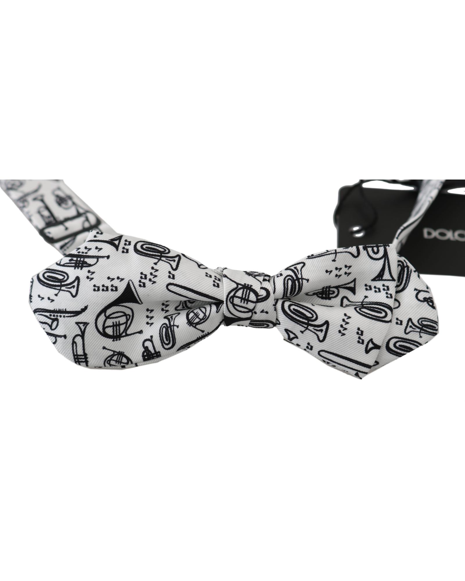 Dolce & Gabbana Musical Instrut Print Bow Tie - White