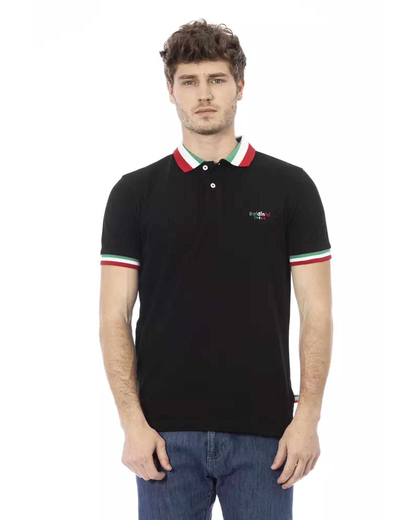 Polo Shirt Tricolor Trim - Black Polos
