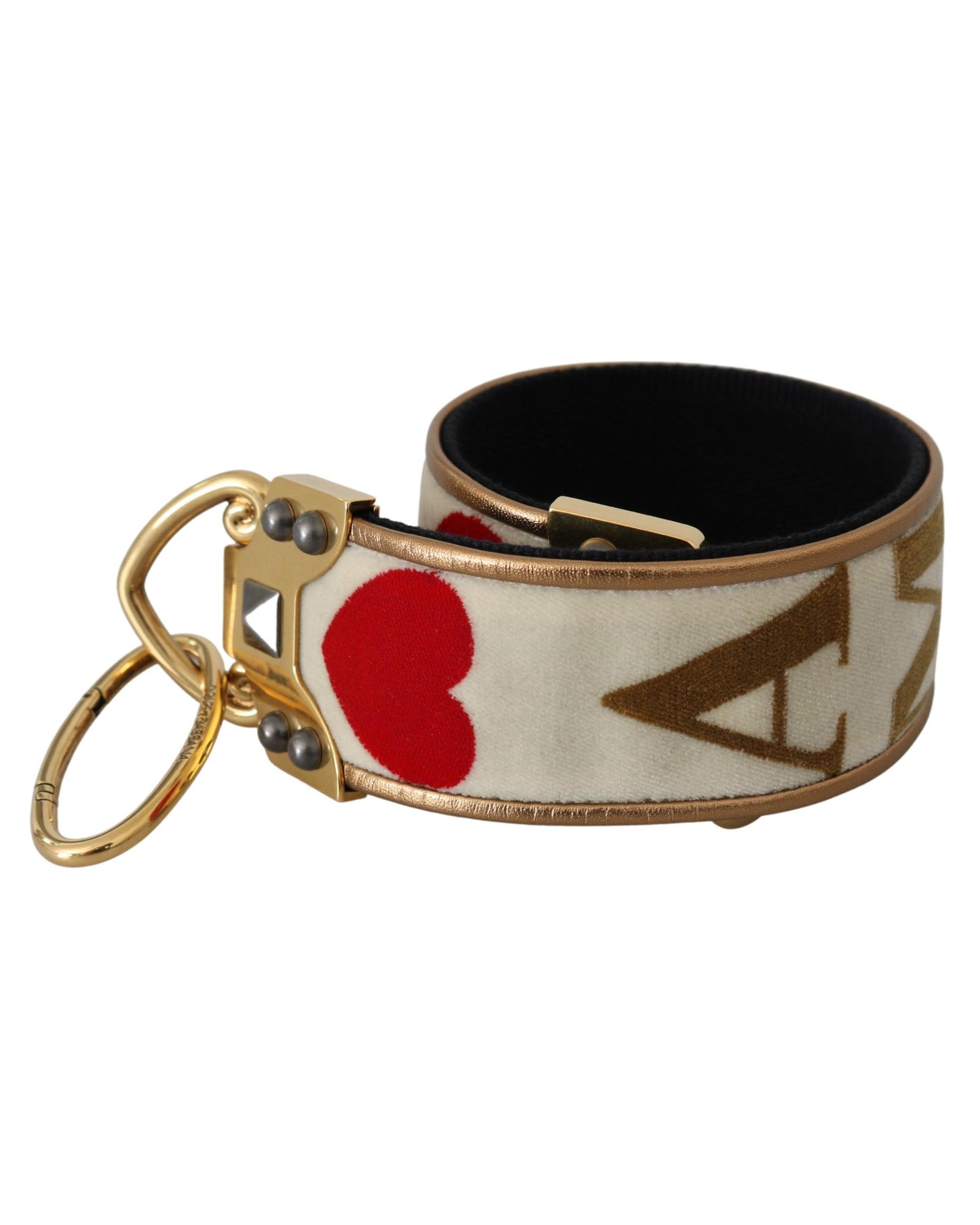 Dolce Gabbana Bag Charm Heart Geo Velvet - Gold Miscellaneous