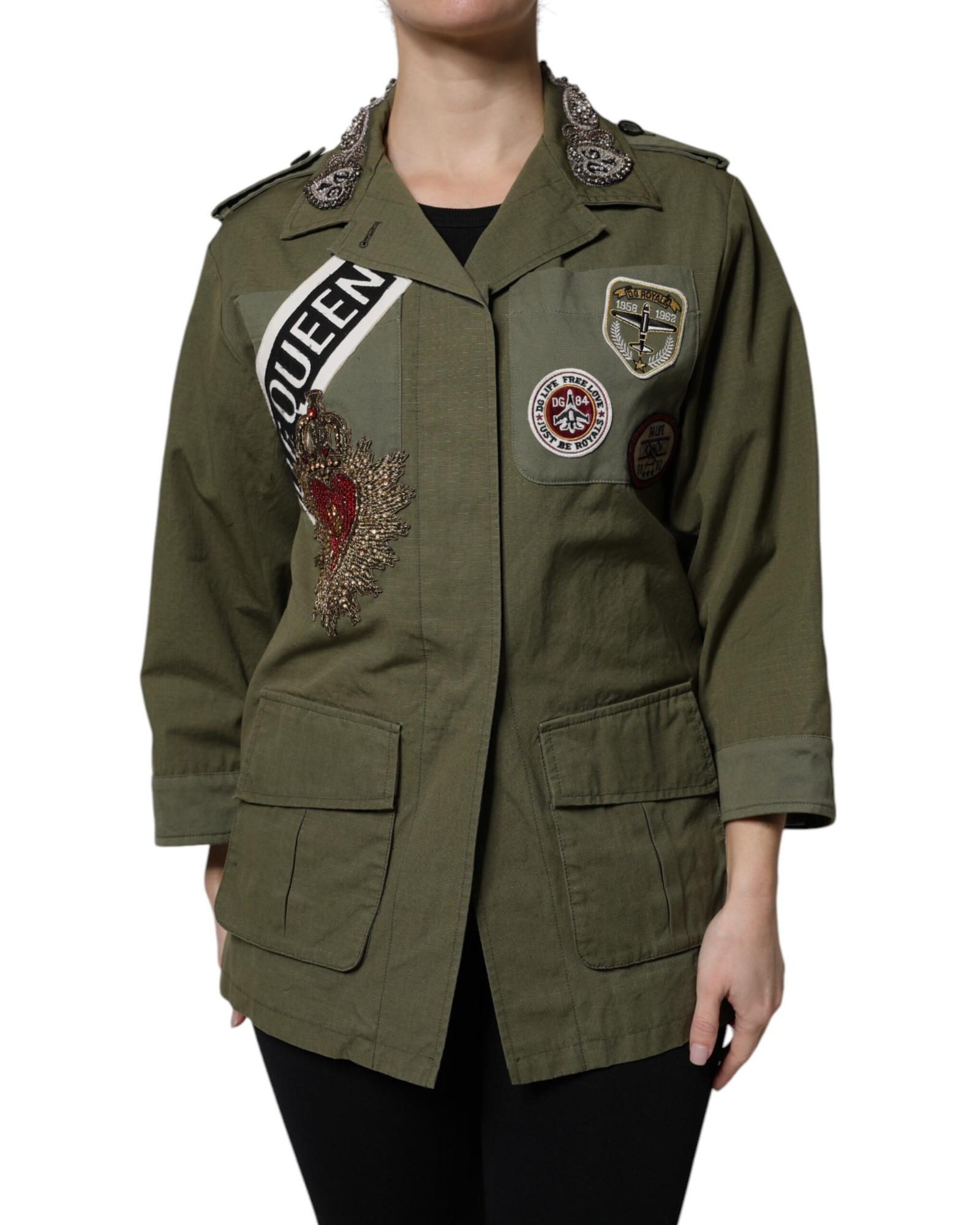Embellished Military Jacket Wo - Green Jackets