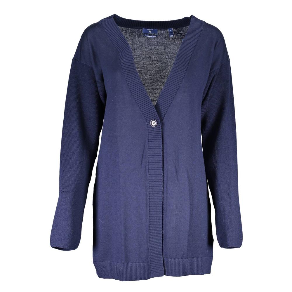 Merino Wool Cardigan VNeck Relaxed Fit Wo - Blue Sweaters