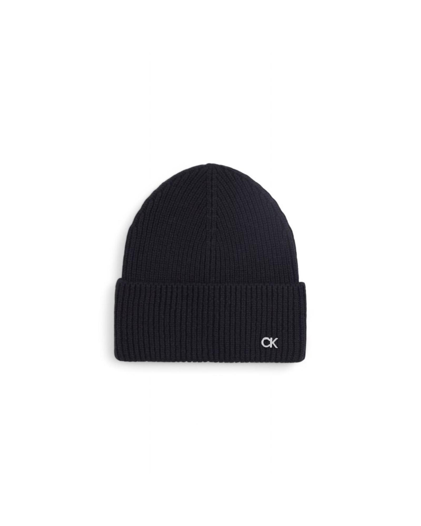 Calvin Klein Women's   Black Ribbed Beanie Ck Logo Wo - Hats in Size Small, BrandAlley