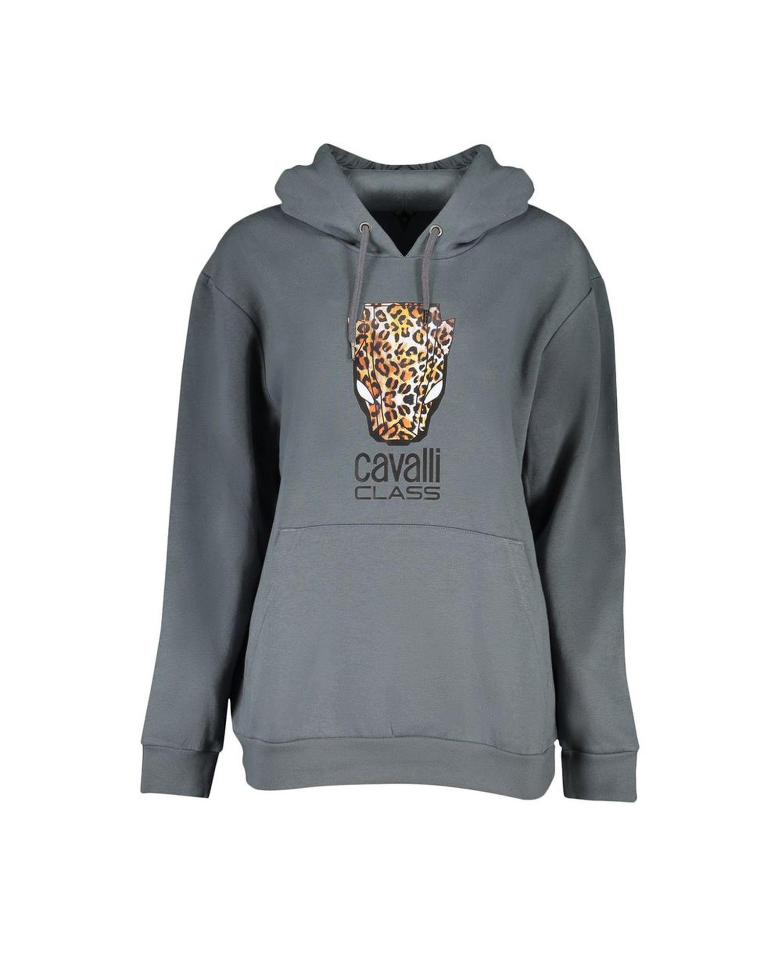 Leopard Head Hoodie CA28856 Wo - Gray Sweaters