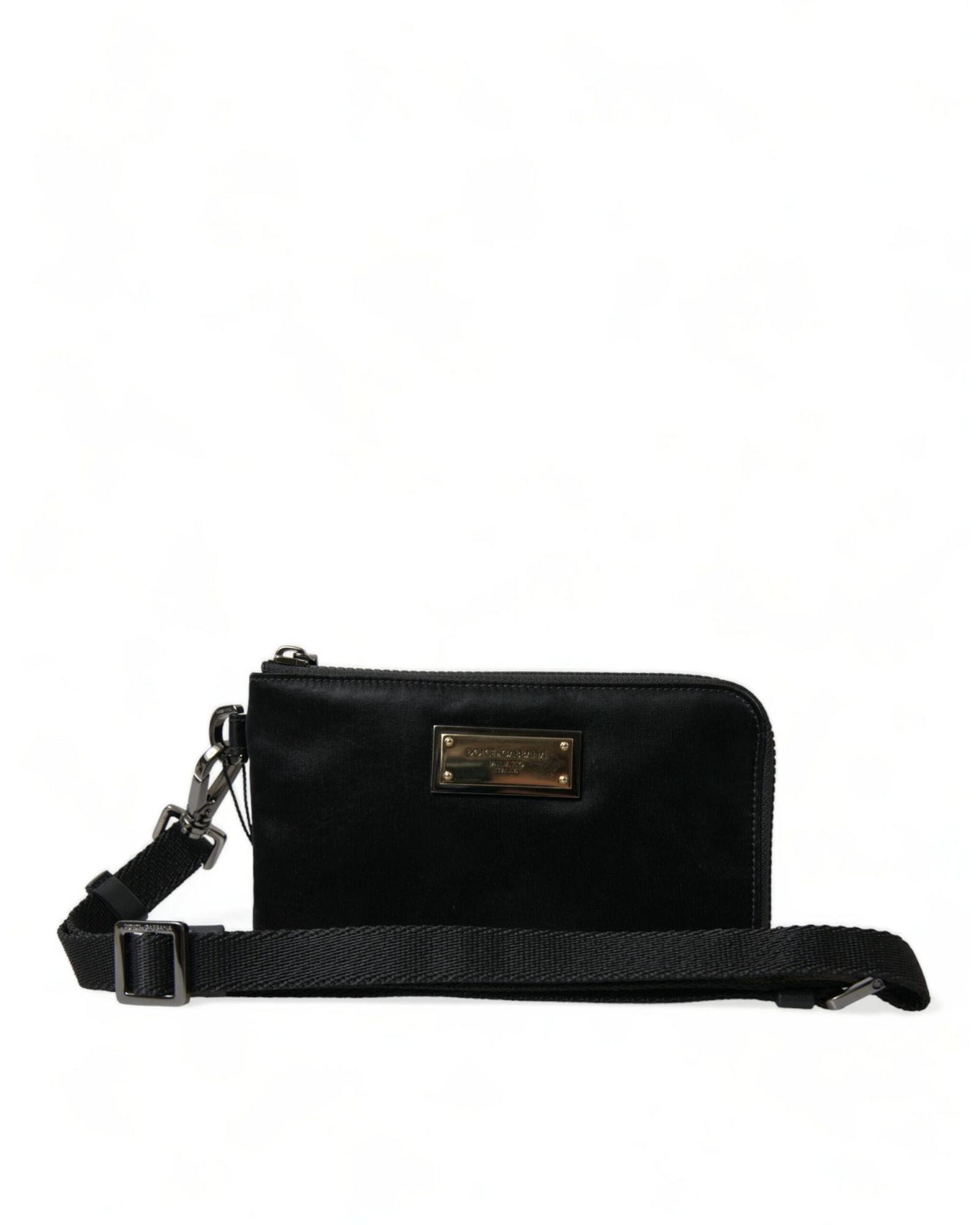 ZipAround Clutch with Strap – Black Clutch Bags