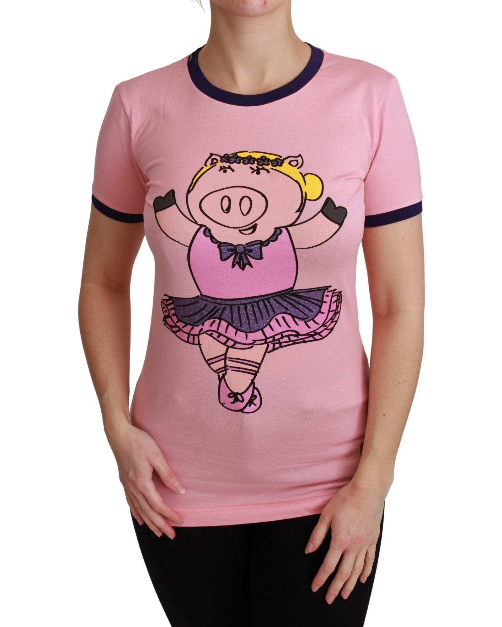 Pig Ballerina TShirt Short Sleeve Wo - Pink Tops