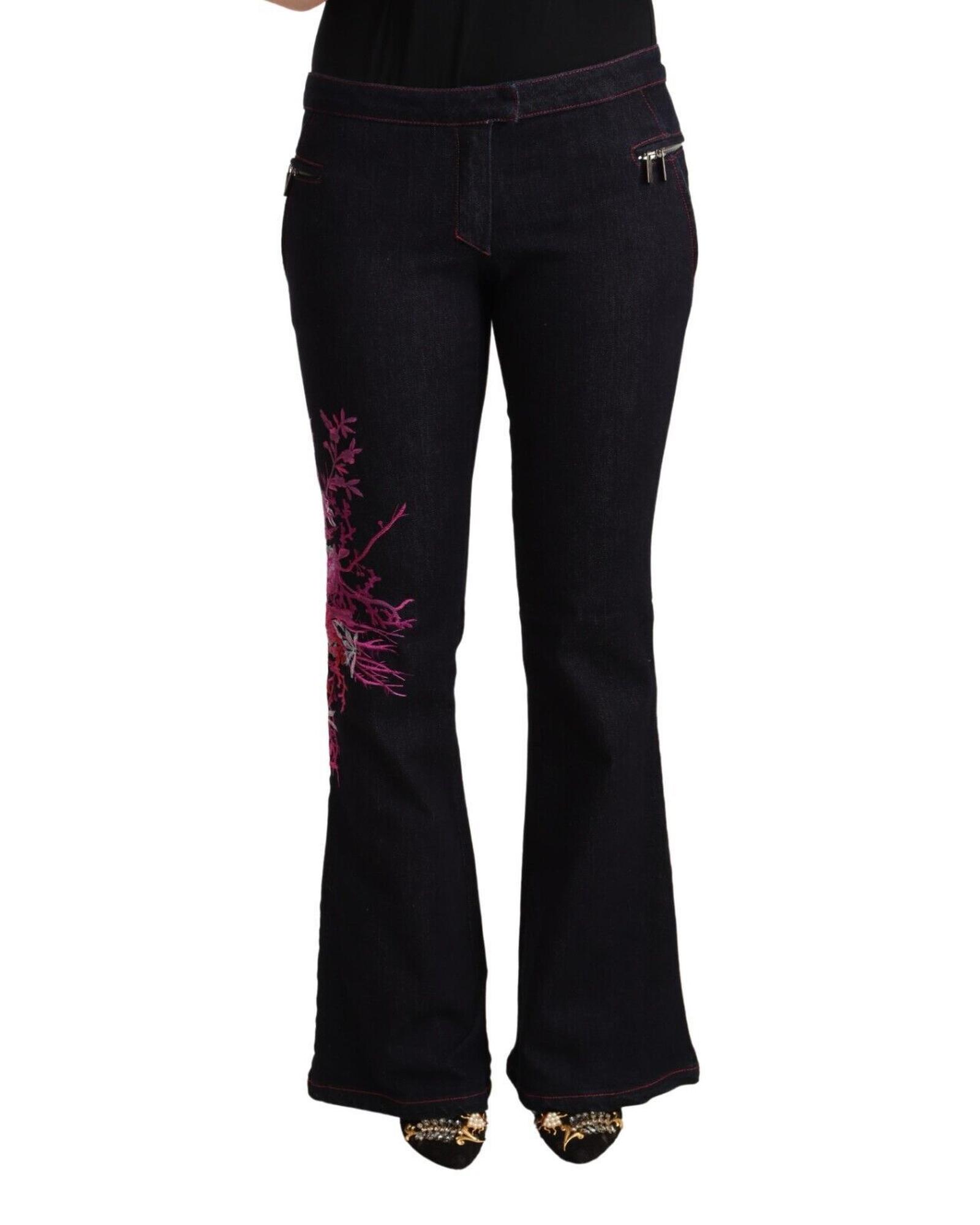 Exte Embroidered Floral Bell Bottoms Wo - Black Jeans - Size 44