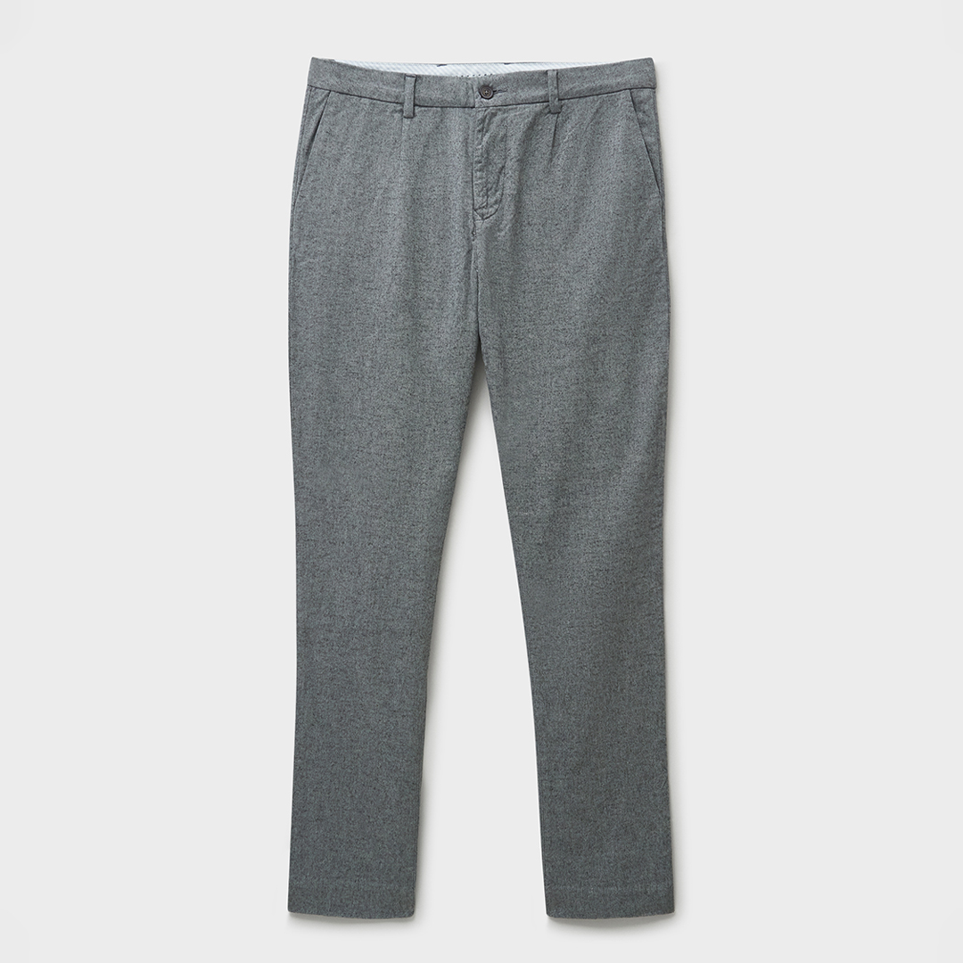 Grey Smart Brushed Cotton Trousers