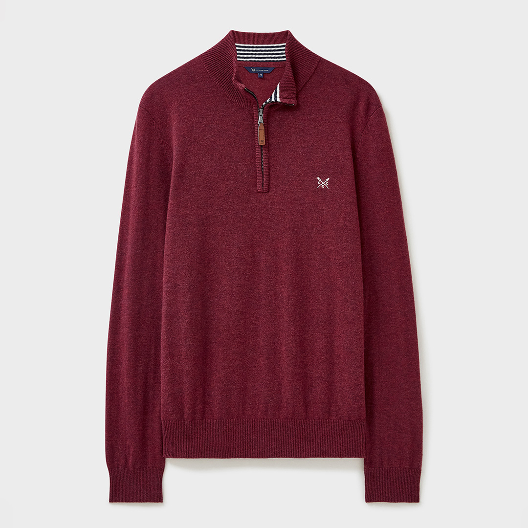 Burgandy Merino Wool Blend 1/2 Zip Jumper