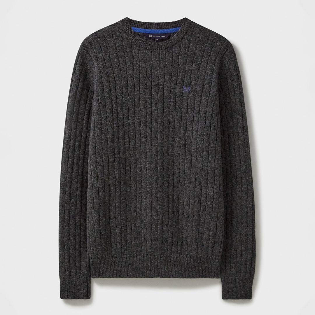 Charcoal Cable Knit Lambswool Blend Jumper