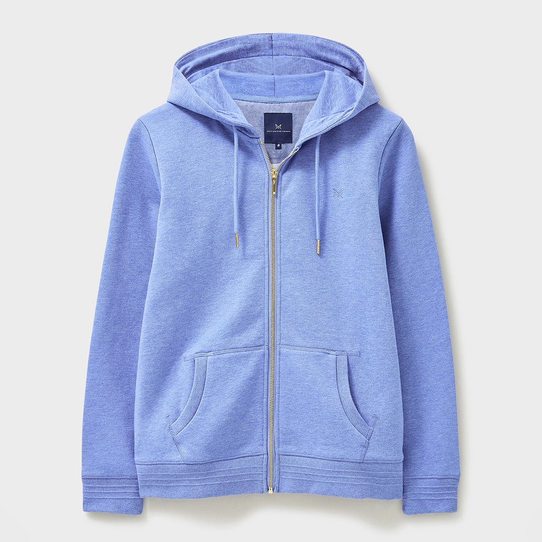 Blue Heritage Zip Through Cotton Blend Hoodie
