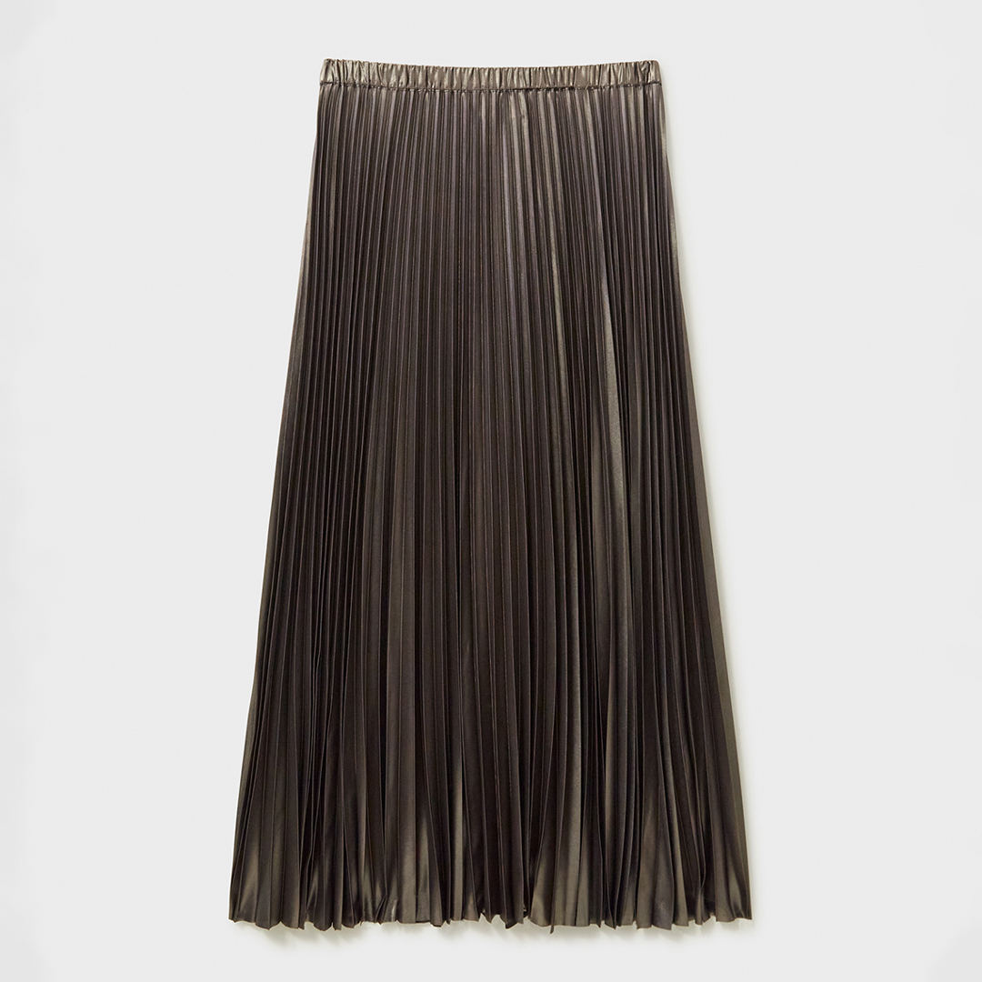 Charcoal Aurora Pleated Midi Skirt