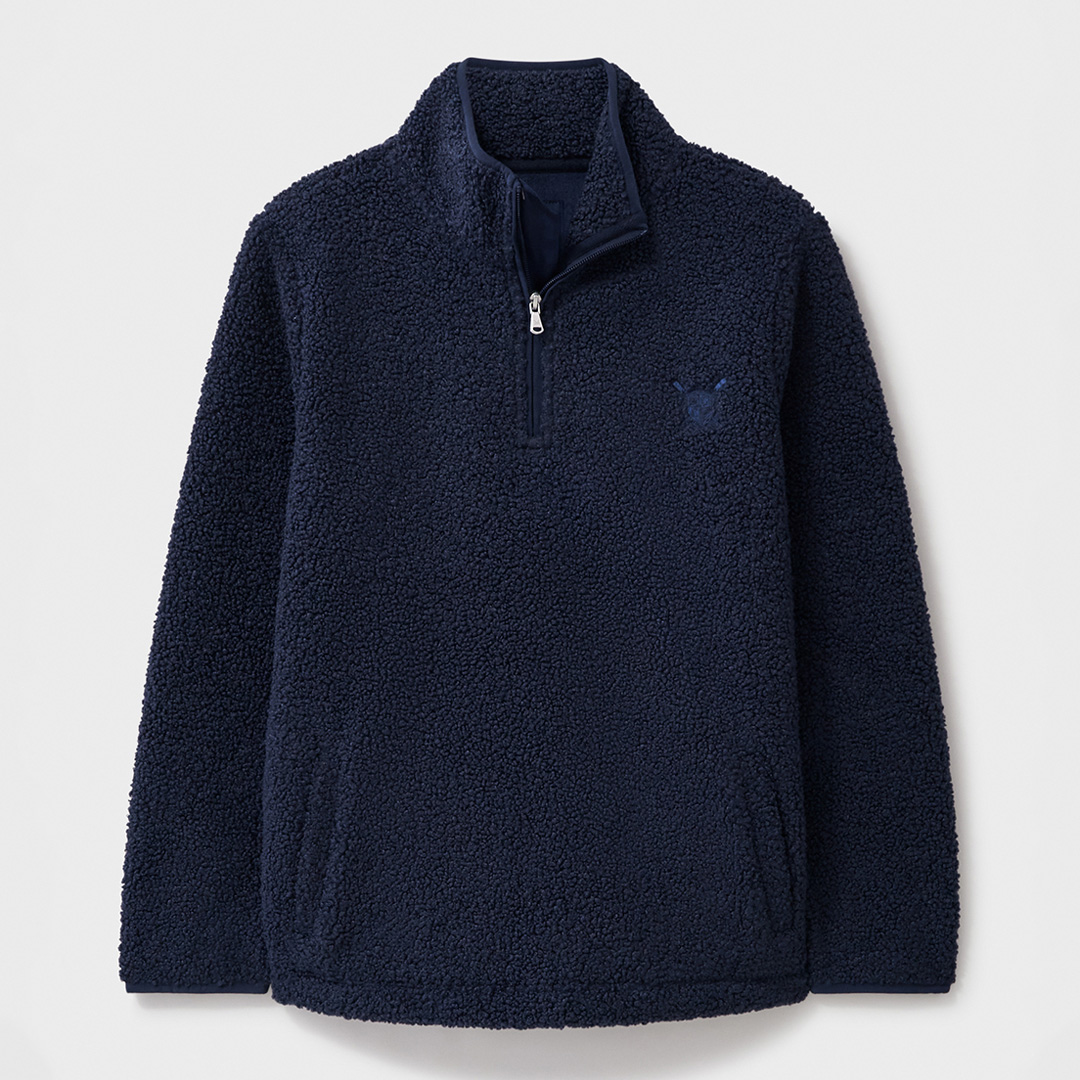 Navy Zip-Through Borg Fleece