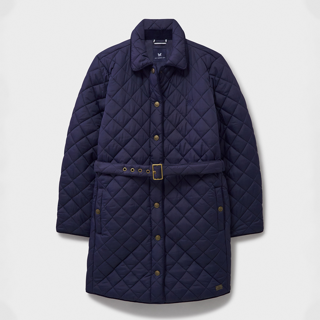 Navy Mid Weight Padded Belted Coat