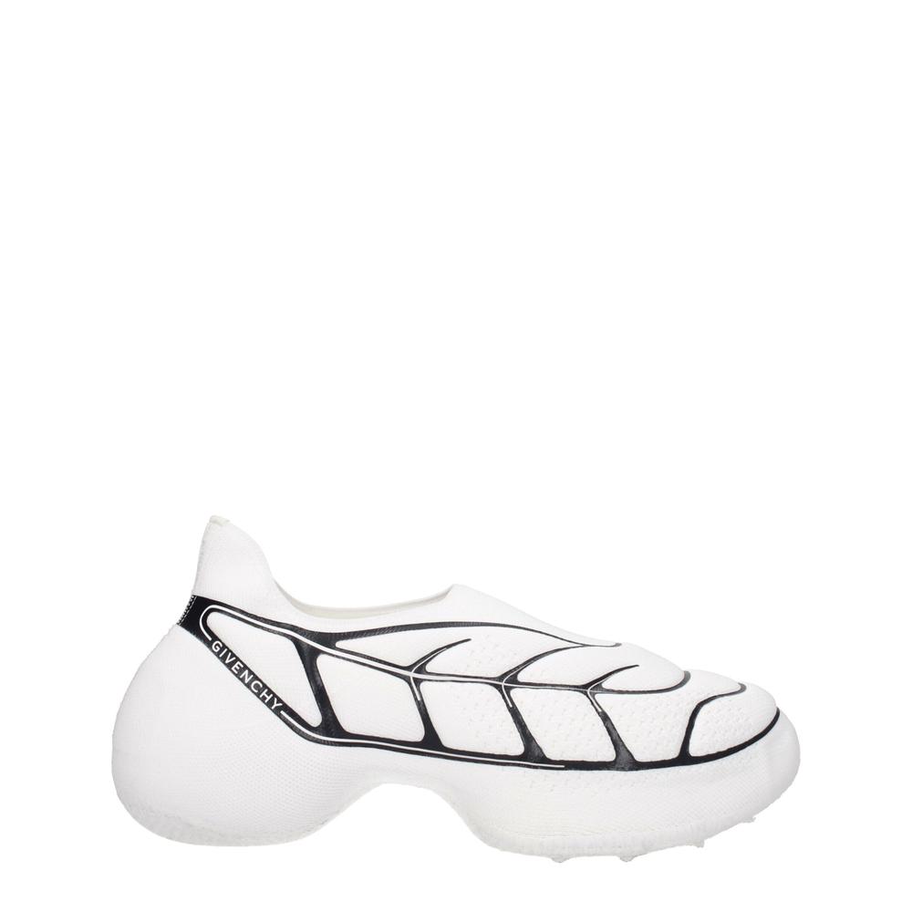 Fabric Sneakers with Side Logo and Mid Heels - White