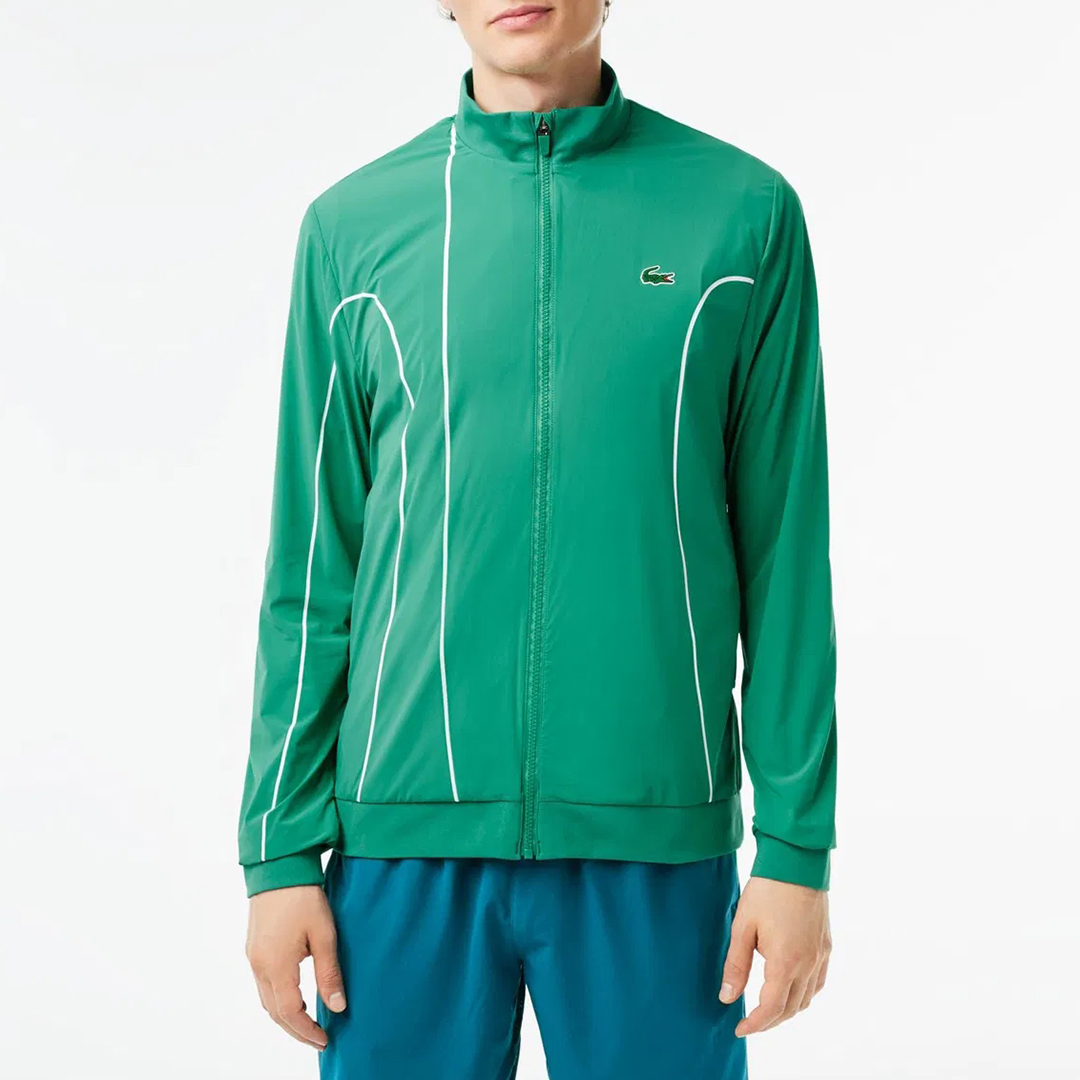 Green Contrast Piping Lightweight Jacket