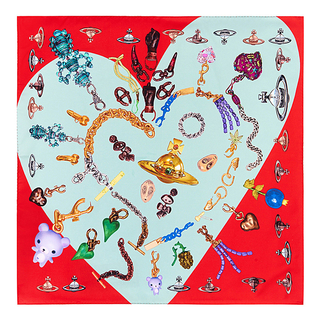 Red Heart Of Jewels Pocket Square