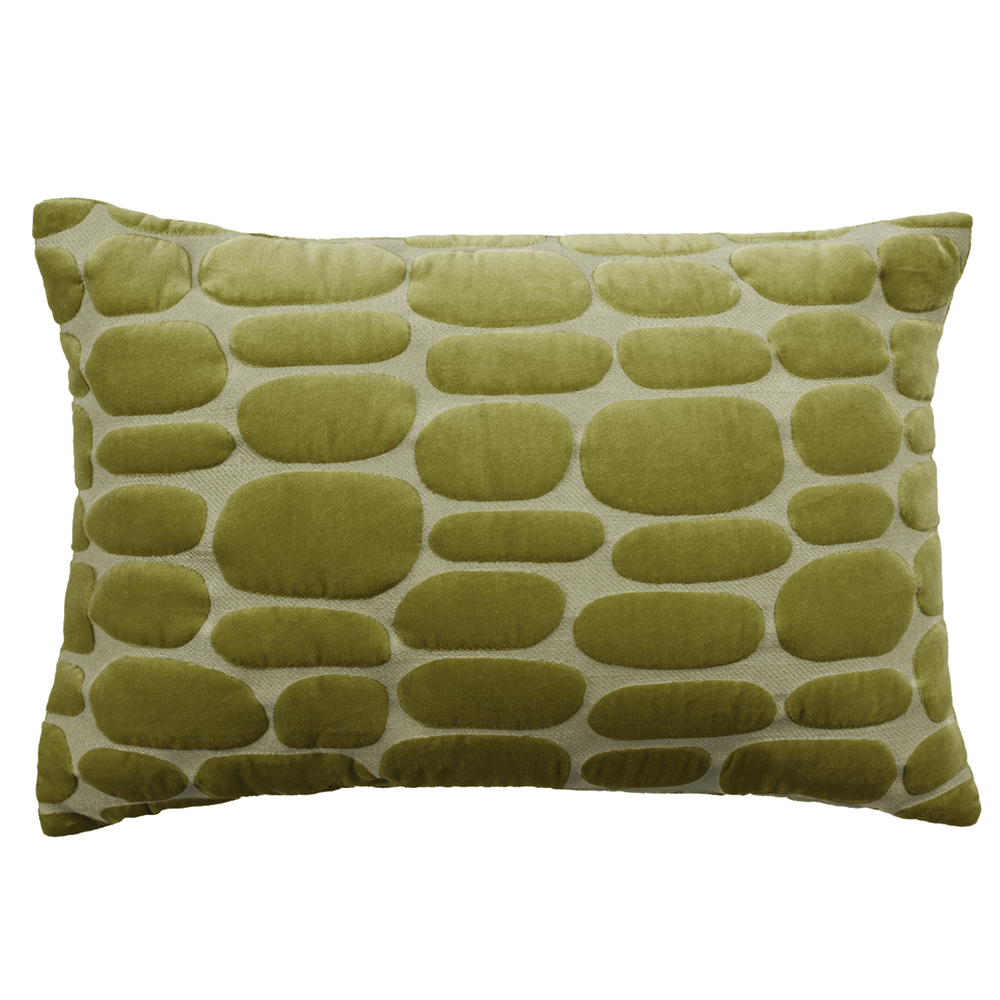 Voyage Maison   Boulder Embroidered 40 x 60cm Feather Rich Cushion Olive in Size 40, BrandAlley