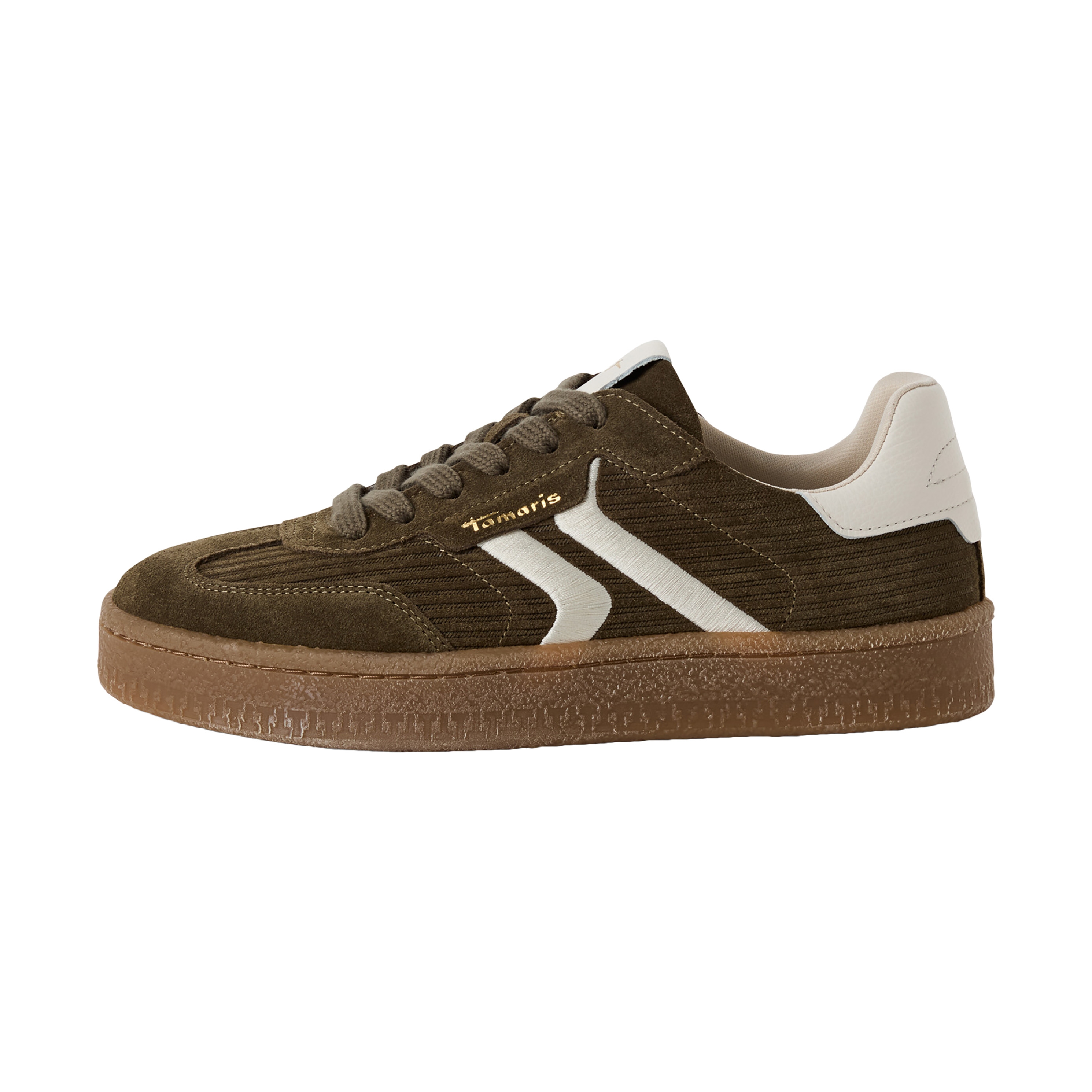 Tamaris Women's   Green Olive Suede Leather Fashion Lace Up Sneakers in Size 38, BrandAlley