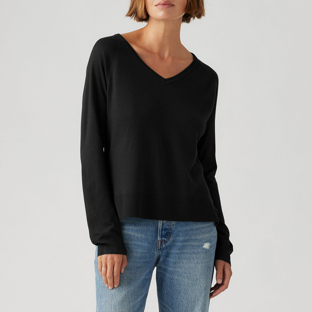 Levi's Women's  Black Petal V-neck Jumper in Size M, BrandAlley