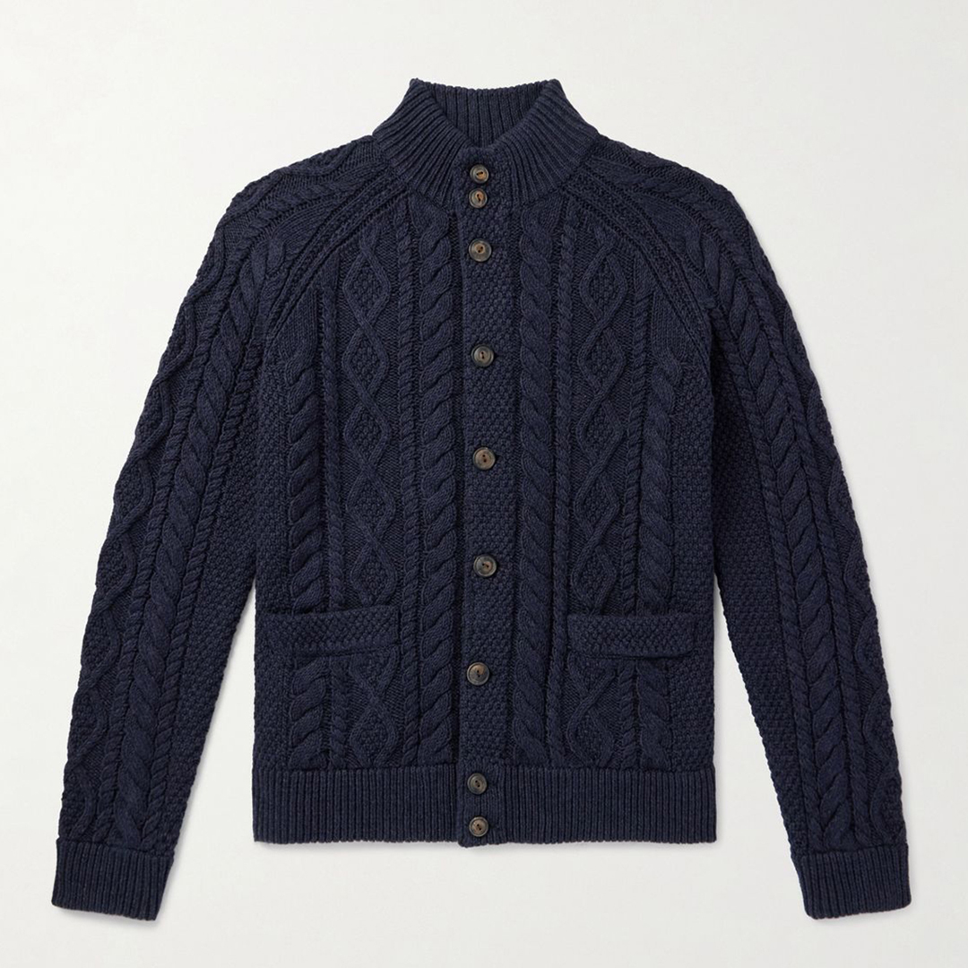 Navy Cable Knit Cardigan