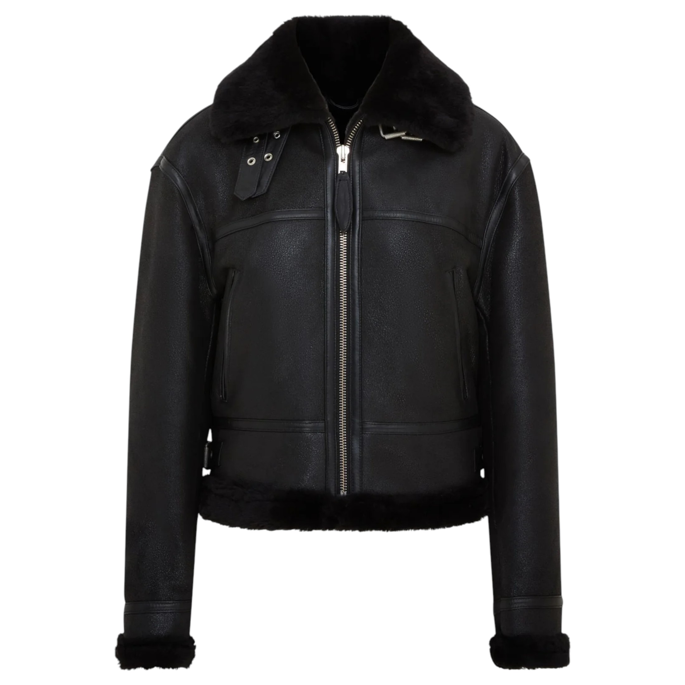 Infinity Leather Women's   Black Bomber B3 Sheepskin Jacket -Akiak in Size S, BrandAlley