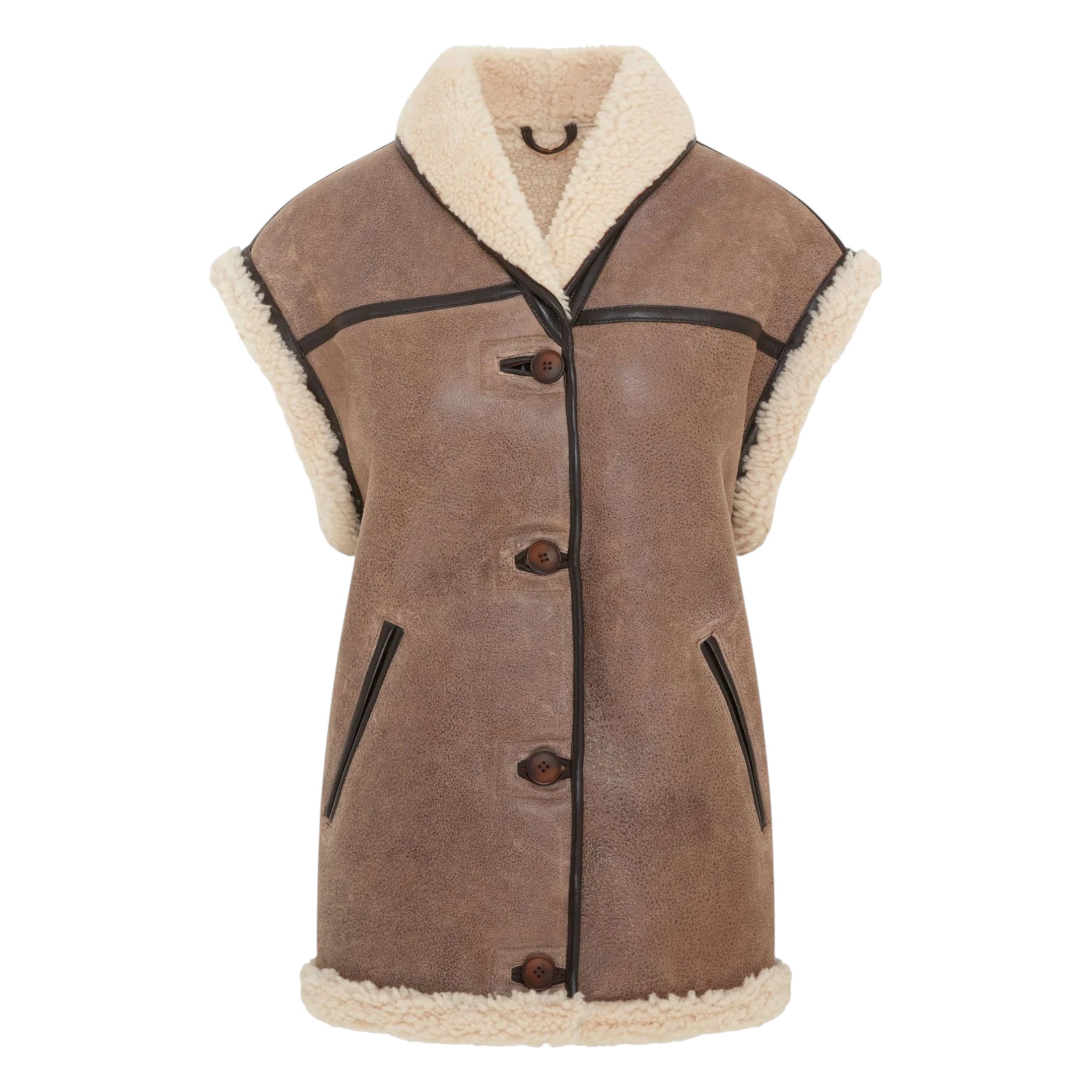 Infinity Leather Women's   Brown Aviator Shearling Leather Gilet - Chevak in Size XS, BrandAlley