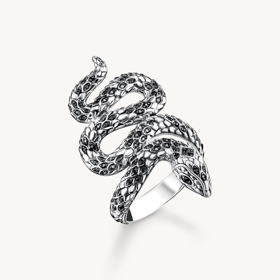 Thomas Sabo Women's   Silver Blackened Snake Ring in Size 48, BrandAlley