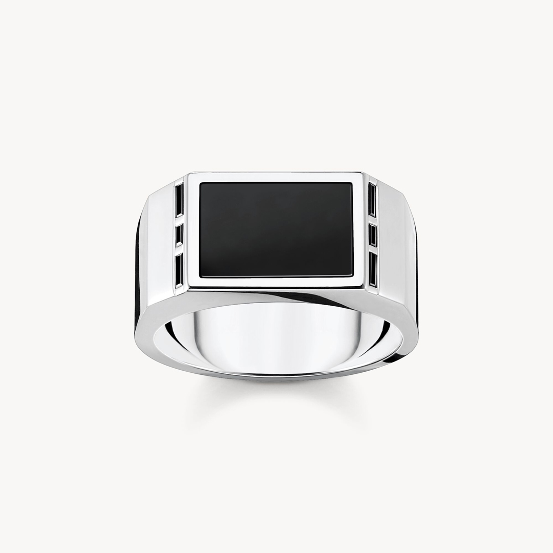 Silver & Black Signet Ring