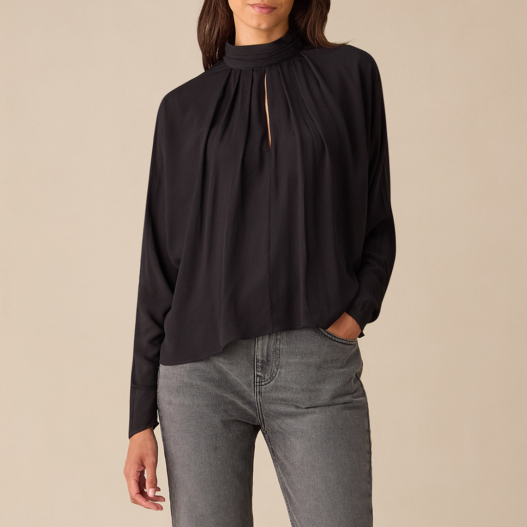 Black Batwing Sleeve Blouse