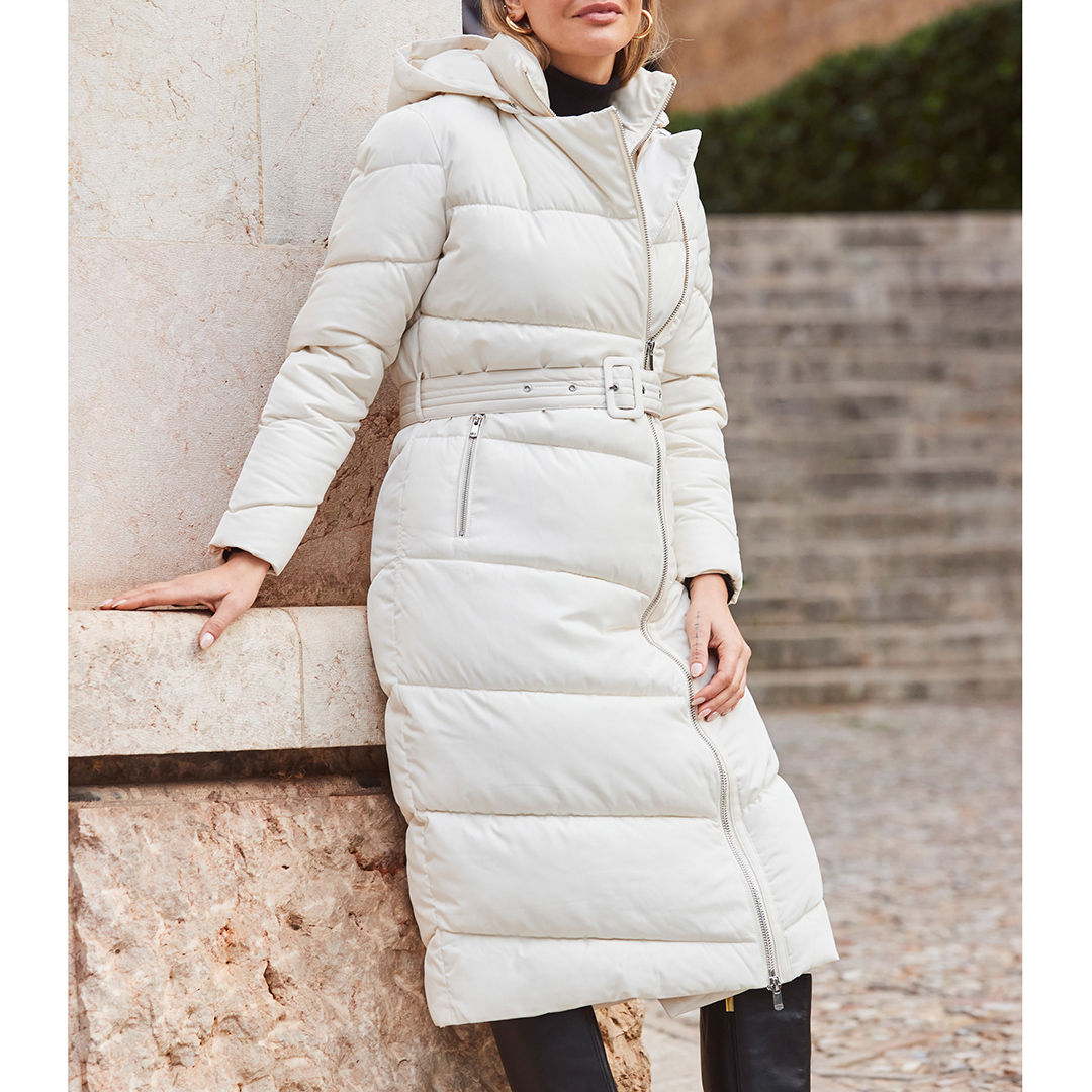 SOSANDAR Ivory Longline Padded Coat – Size 18 SOSANDAR Ivory Longline Padded Coat – Size 18