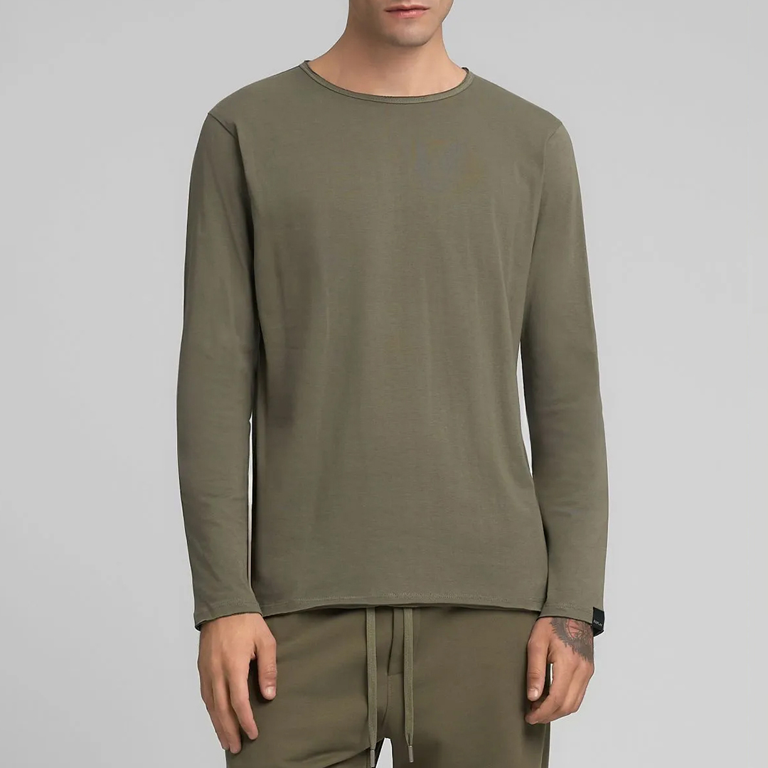 Replay Men's  Khaki Long Sleeved Cotton T-Shirt in Size L, BrandAlley