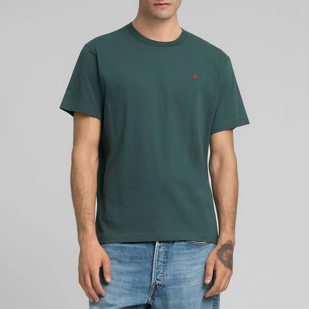 Replay Men's   Green Classic Logo Cotton T-Shirt in Size S, BrandAlley