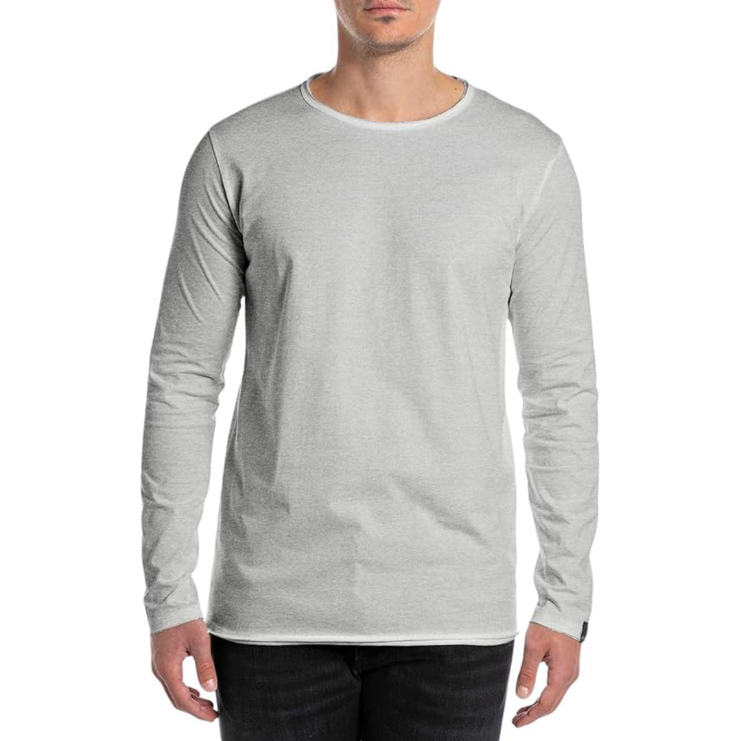 Replay Men's   Grey Long Sleeved Cotton T-Shirt in Size S, BrandAlley