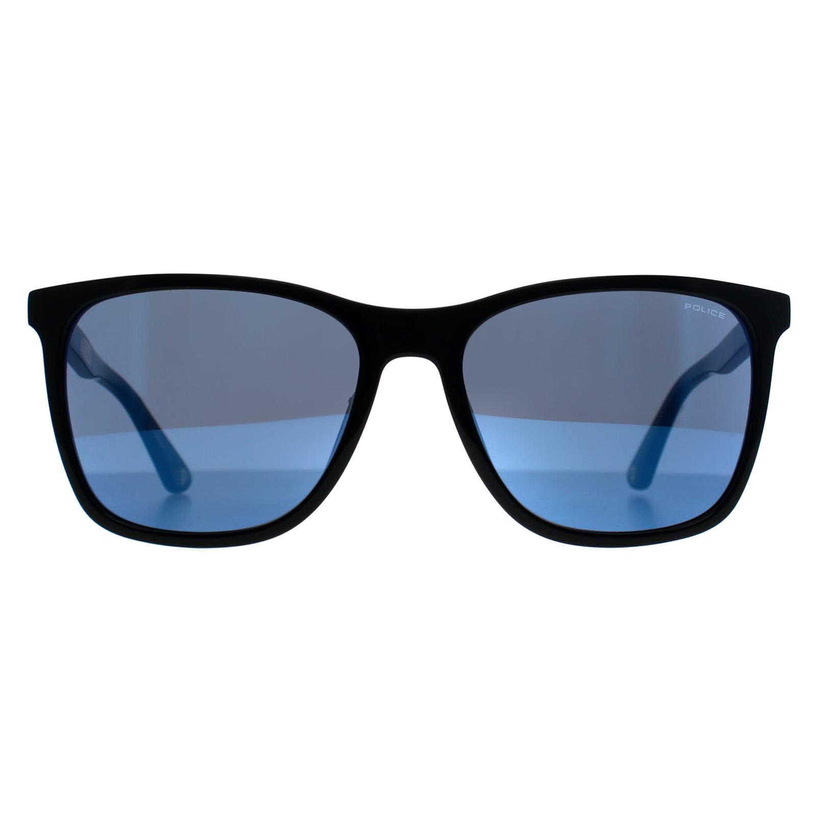 Police Men's   Black Sunglasses Spl872n Origins 1 700B Shiny Smoke Mirror Blue , BrandAlley